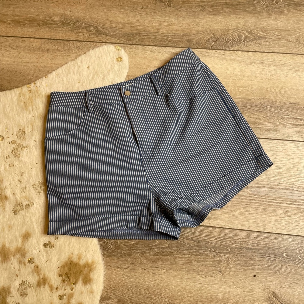 Superdown striped blue white mom shorts - Picture 1 of 4
